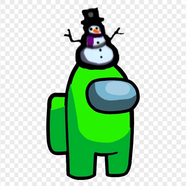 HD Lime Among Us Crewmate Character With Snowman Hat On Top PNG