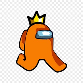 HD Orange Among Us Character Walking With Crown Hat PNG