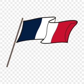 HD Cartoon Clipart France Flag On Wooden Pole PNG