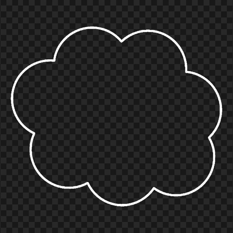 PNG White Outline Cloud Bubble Speech Idea