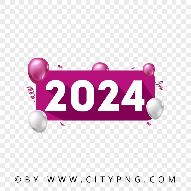 Pink To Purple Creative 2024 Design With Balloons PNG