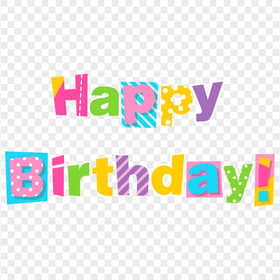 HD Happy Birthday Cartoon Colorful Words Text PNG