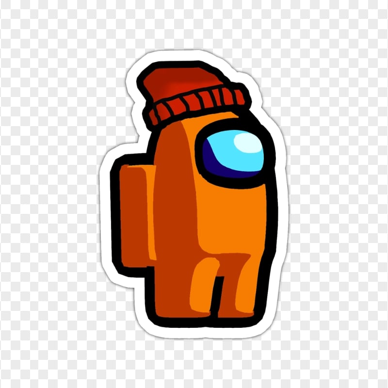 HD Orange Among Us Character Beanie Hat Stickers PNG Citypng