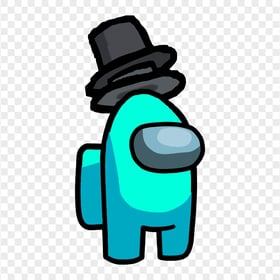 HD Cyan Among Us Crewmate Character With Double Top Hat PNG