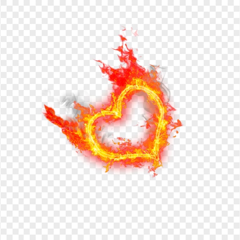 Outline Heart On Fire Love FREE PNG