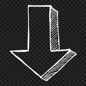 White Outline Drawing Arrow 3D Effect Point Down