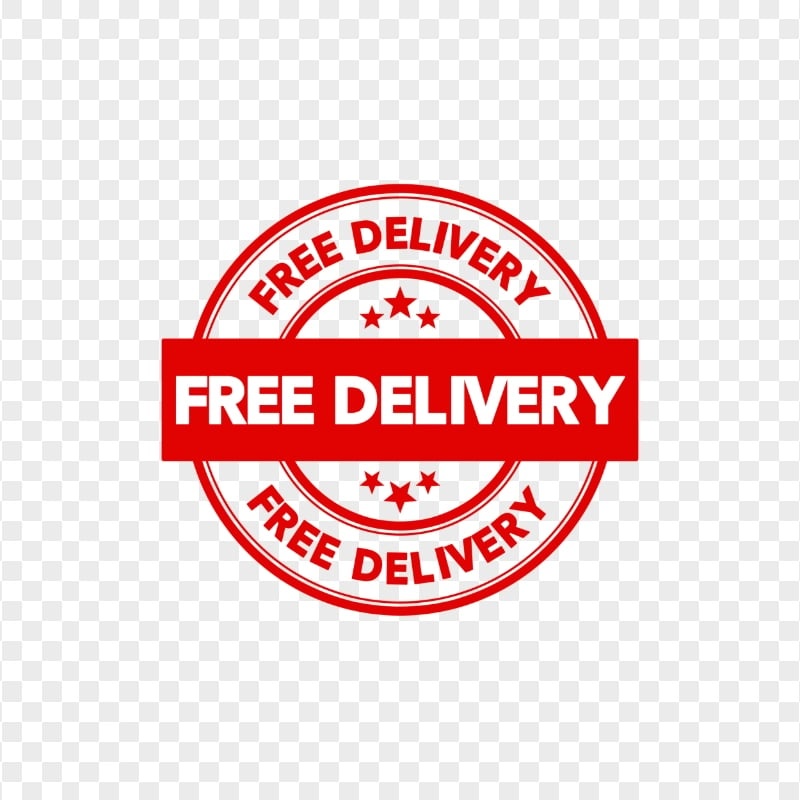 Red Free Delivery Round Stamp