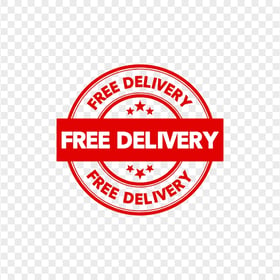 Red Free Delivery Round Stamp