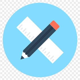 HD Round Flat Ruler and Pencil Icon PNG