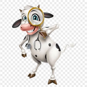 HD Cartoon Doctor Cow Character PNG