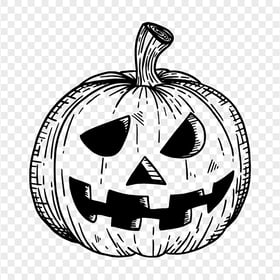 Black Hand Drawn Line Halloween Pumpkin Face