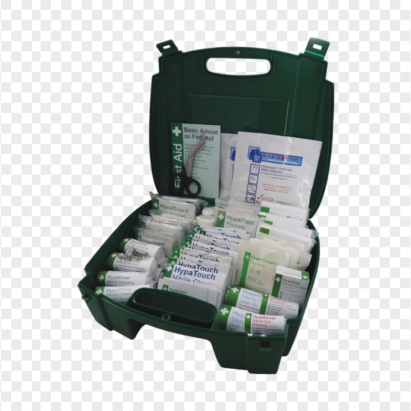 Opened First Aid Green Handbag Medicine Supplies