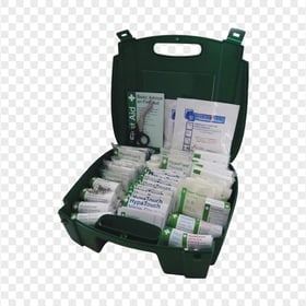 Opened First Aid Green Handbag Medicine Supplies