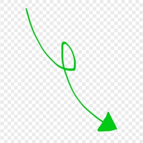 HD Green Line Art Drawn Arrow Pointing Down Right PNG