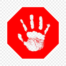 HD Outline Hand Print On Red Stop Sign PNG