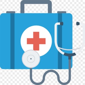 Blue Flat First Aid Bag With Stethoscope Icon