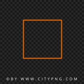 Orange Neon Light Square Frame Download PNG