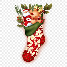 Merry Christmas Decorated Sock Illustration PNG