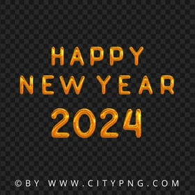 HD Happy New Year 2024 Yellow Gold Balloons PNG