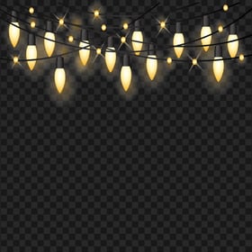 HD Hanging Yellow Lights String Lighted Bulbs PNG