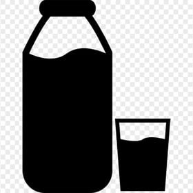 HD Milk Bottle With Glass Silhouette Icon PNG