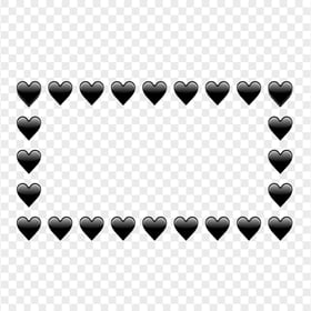 HD Black Hearts Emoji Horizontal Frame PNG