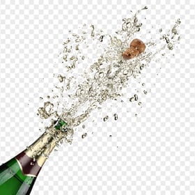 HD Champagne Bottle Cork Lid Celebration Splash PNG