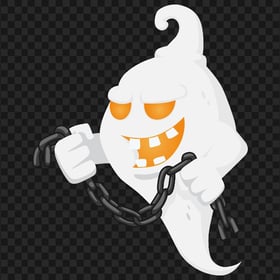 HD Cartoon White Halloween Ghost With Chain PNG