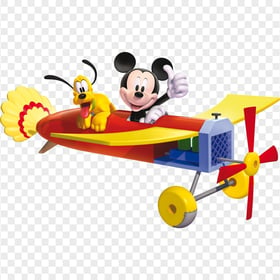 Mickey Mouse and Goofy Riding The Biplane Illustration