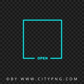Blue Green Neon Frame With Open Sign HD PNG