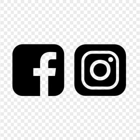 HD Facebook Instagram Black Outline Square Logos Icons PNG
