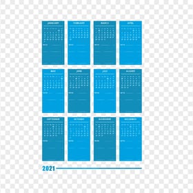 HD 2021 Creative Blue Calendar With Notes Section Clipart PNG