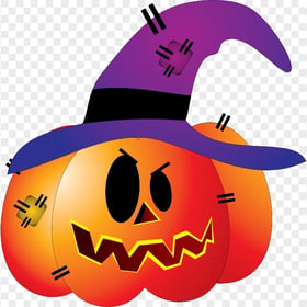 Halloween Pumpkin With Witch Hat Illustration FREE PNG