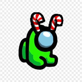 HD Lime Among Us Mini Crewmate Baby With Candy Cane Hat PNG
