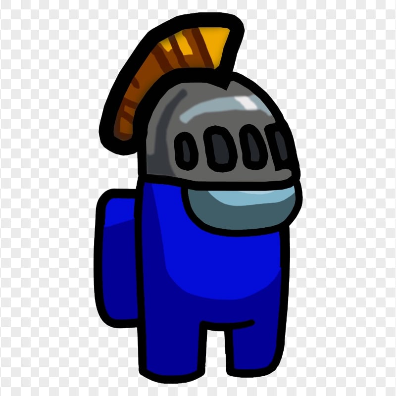 HD Blue Among Us Crewmate Character With Knight Helmet PNG