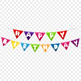 HD Colorful Happy Birthday Hanging Pennants PNG