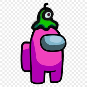 HD Pink Among Us Crewmate Character With Brain Slug Hat PNG