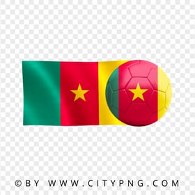 HD Cameroon Flag With Soccer Football Ball PNG