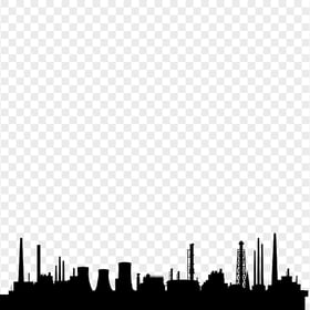 Factory City Black Silhouette Transparent PNG