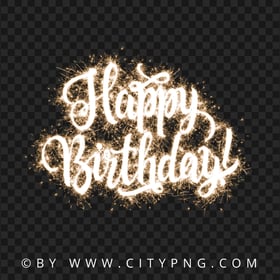 Happy Birthday Text Fireworks Effect HD PNG