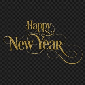 Gold Glitter Happy New Year Calligraphy Text FREE PNG