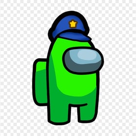 HD Among Us Crewmate Green Character With Police Hat PNG