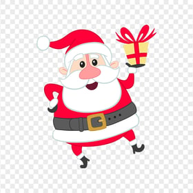 Clipart Santa Claus Holding A Gift Image PNG