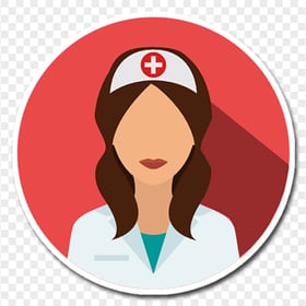 Round Flat Red Icon Female Nurse With Cap