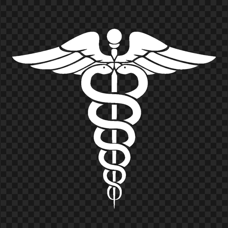 Transparent HD Caduceus White Medical Symbol Silhouette