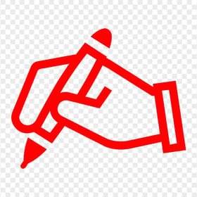 HD Red Outline Pencil on hand Icon PNG