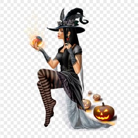 Illustration Cartoon Beautiful Halloween Witch Image PNG