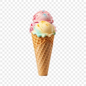 Sweet Ice Cream In Waffle Cone Image PNG