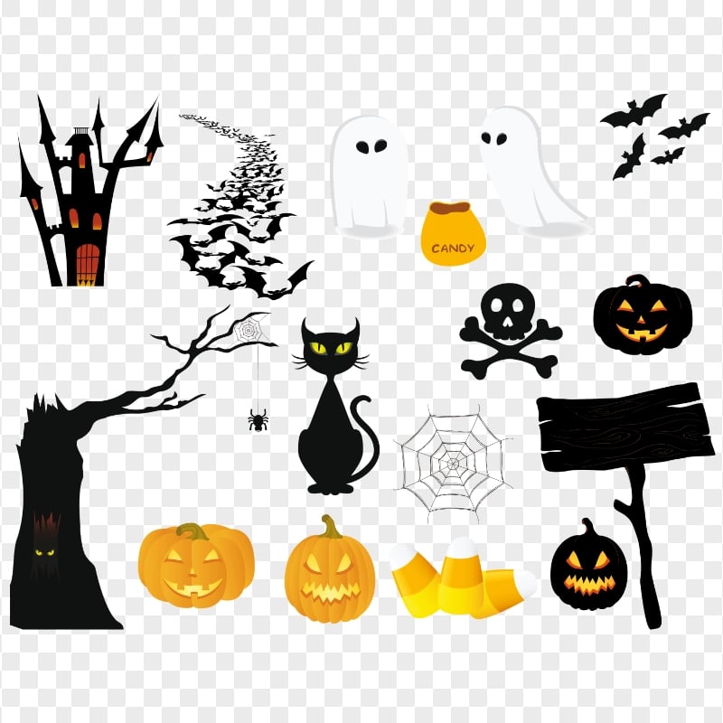 HD Halloween Cartoon Elements Icons Illustration PNG