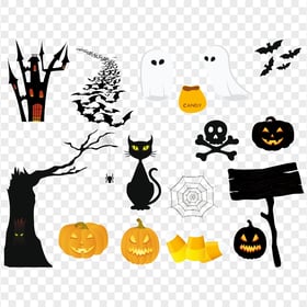 HD Halloween Cartoon Elements Icons Illustration PNG